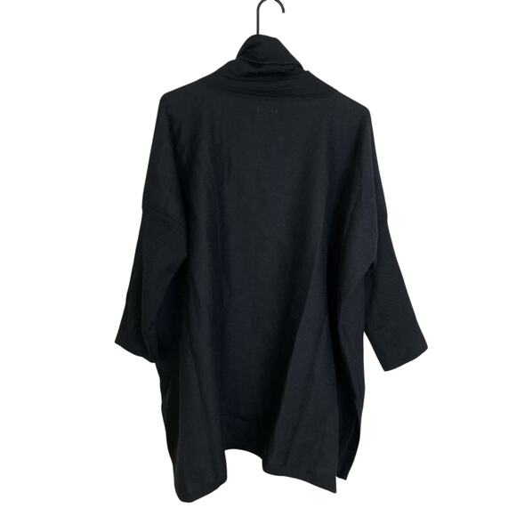 Cuyana Oversized Turtleneck Sweater Black Womens Regular Knit Tunic Slit - Picture 2 of 12
